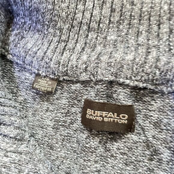 Buffalo David Bitton Mens Blue Gray Weebery Slubbed Button Up Sweater Size Large - Picture 3 of 5